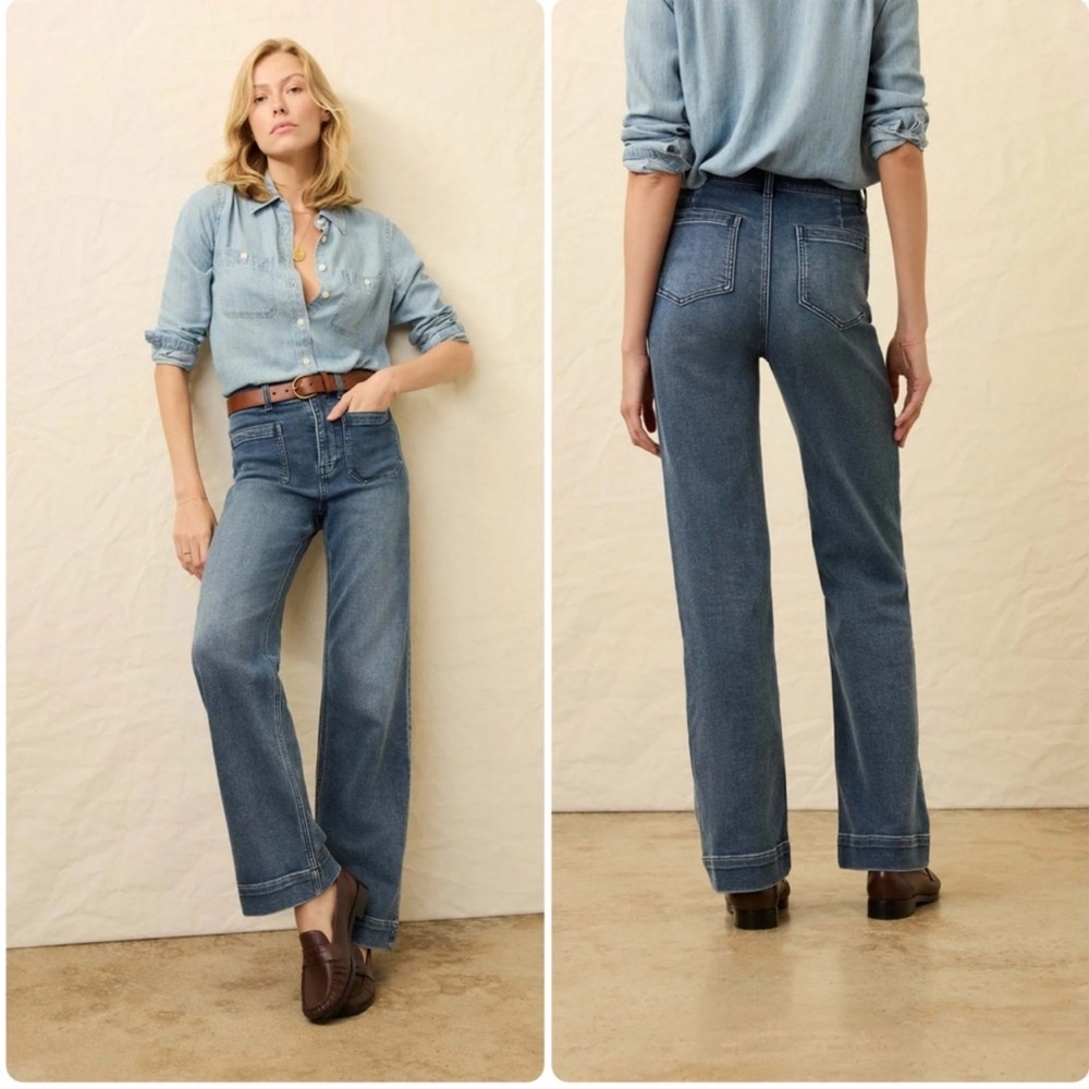 Faherty Stretch Terry Jean Patch Pocket Pant-Riverton Wash Blue Size 28